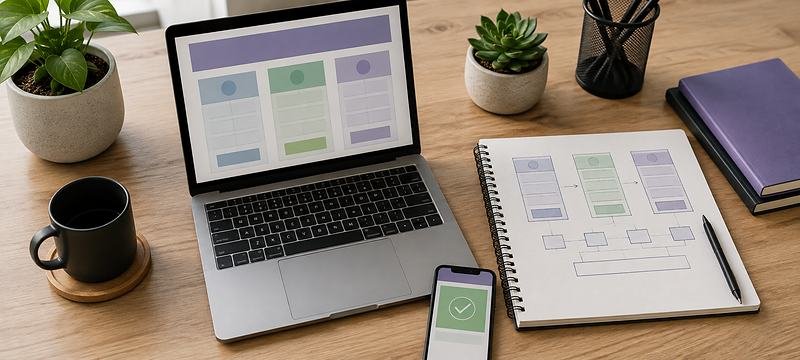 A small software product being priced and packaged, shown on a laptop with notes beside it