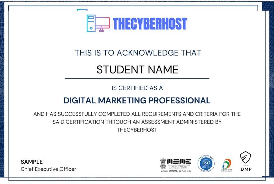 Sample THECYBERHOST Digital Marketing Professional certificate