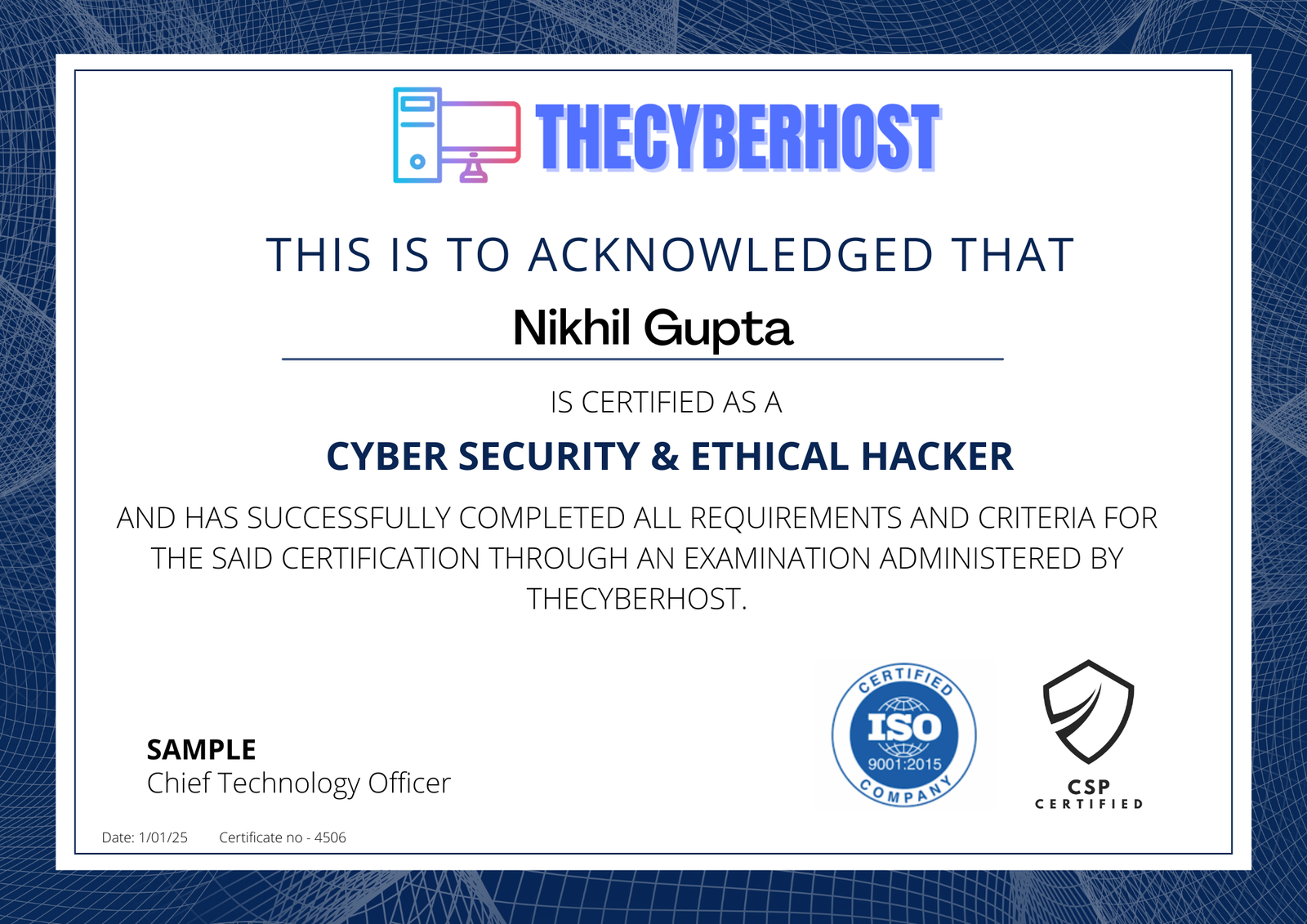 Network Penetration Tester Certificate